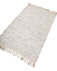 Solid White Chindi and Cotton Dhurrie - 3