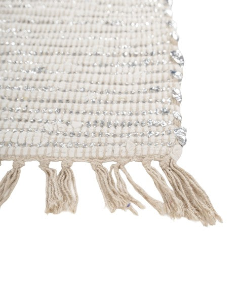 Solid White Chindi and Cotton Dhurrie - 4