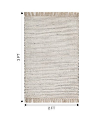 Solid White Chindi and Cotton Dhurrie - 6