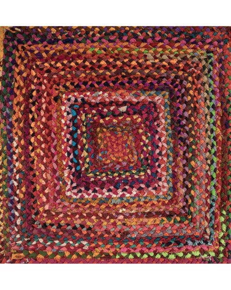 Braided Green Chindi Febric Dhurrie - 2