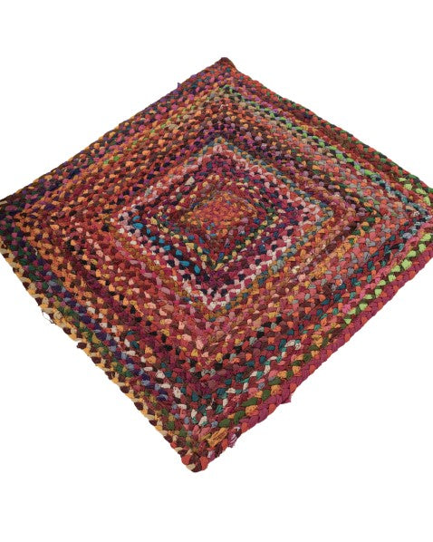 Braided Green Chindi Febric Dhurrie - 3