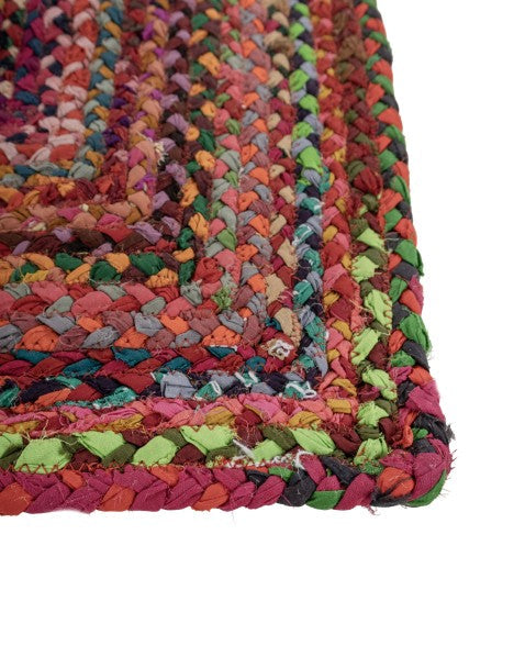 Braided Green Chindi Febric Dhurrie - 4