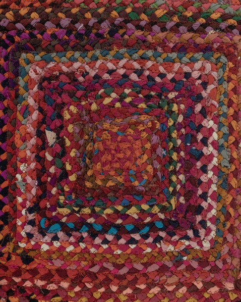 Braided Green Chindi Febric Dhurrie - 5