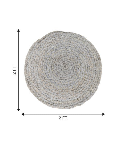 Solid Grey Chindi Febric Dhurrie - 6