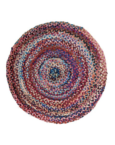Braided Pink Chindi Febric Dhurrie - 2