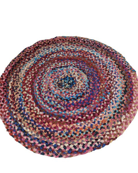 Braided Pink Chindi Febric Dhurrie - 3