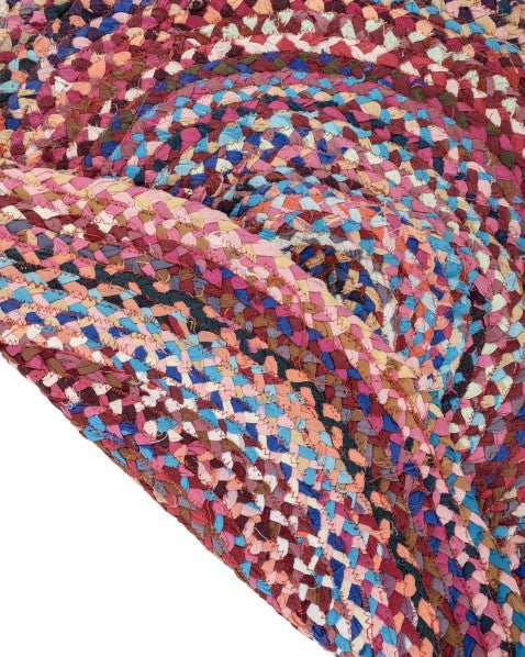 Braided Pink Chindi Febric Dhurrie - 5