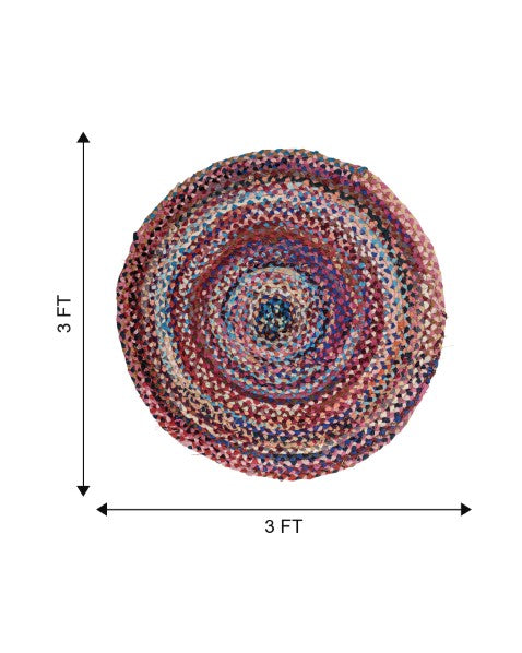 Braided Pink Chindi Febric Dhurrie - 7