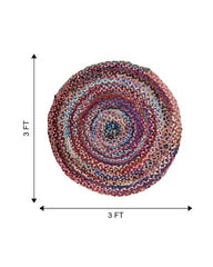 Braided Pink Chindi Febric Dhurrie - 7
