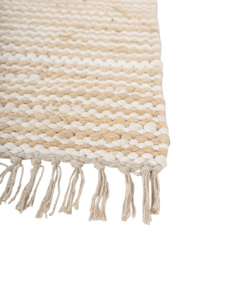 Solid White Chindi Febric Dhurrie - 4