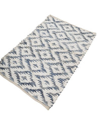 Geometric White Chindi Febric Dhurrie - 3