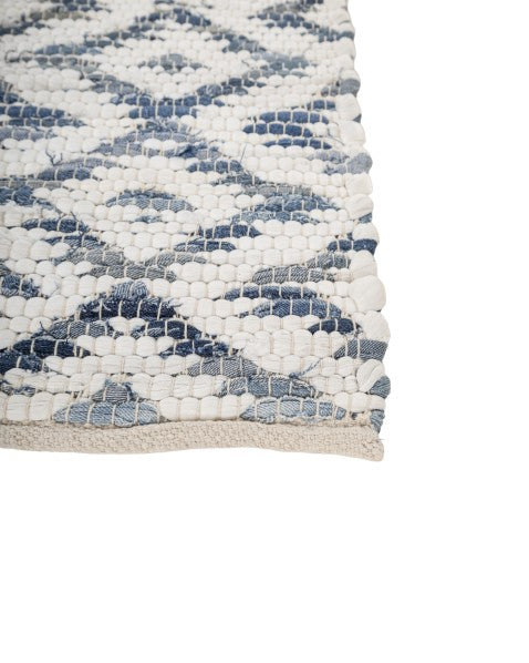 Geometric White Chindi Febric Dhurrie - 4