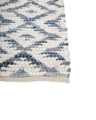 Geometric White Chindi Febric Dhurrie - 4