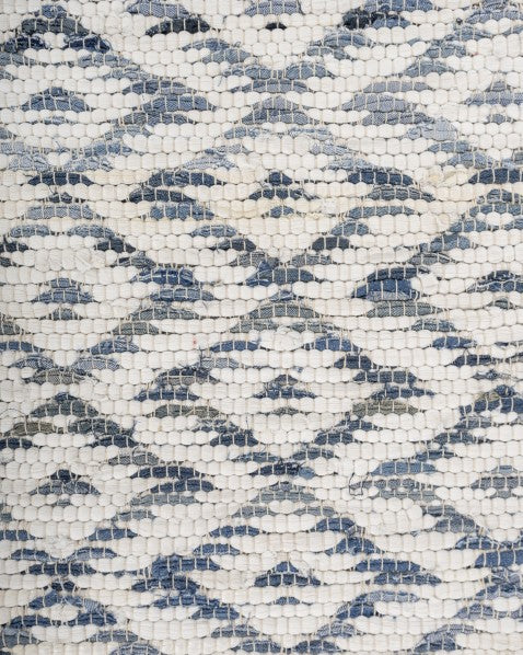 Geometric White Chindi Febric Dhurrie - 5