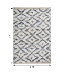 Geometric White Chindi Febric Dhurrie - 6