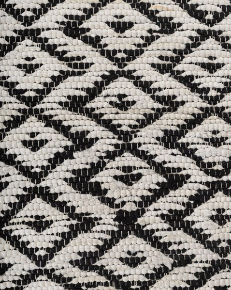 Geometric White Chindi Febric Dhurrie - 5