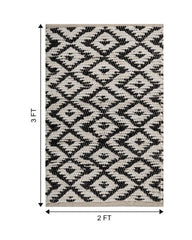 Geometric White Chindi Febric Dhurrie - 6