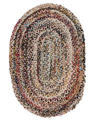 Braided White Chindi Febric Dhurrie - 2