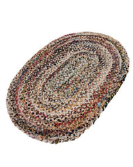 Braided White Chindi Febric Dhurrie - 3