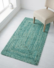 Braided Green Chindi Febric Dhurrie - 1