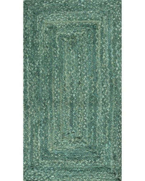 Braided Green Chindi Febric Dhurrie - 2