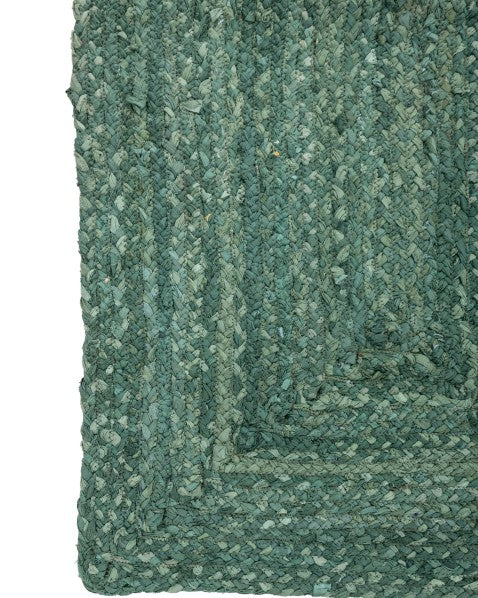 Braided Green Chindi Febric Dhurrie - 4