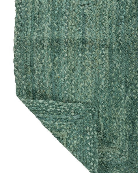 Braided Green Chindi Febric Dhurrie - 5