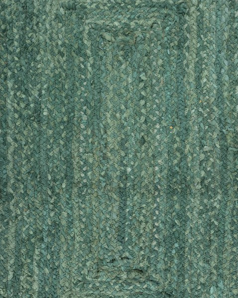 Braided Green Chindi Febric Dhurrie - 6