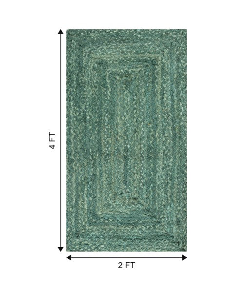 Braided Green Chindi Febric Dhurrie - 7