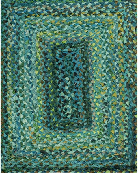 Braided Green Chindi Febric Dhurrie - 2