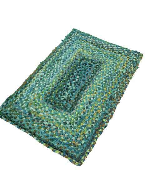 Braided Green Chindi Febric Dhurrie - 3