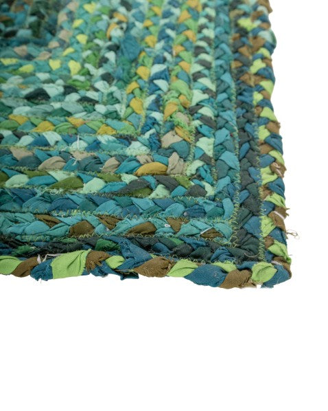 Braided Green Chindi Febric Dhurrie - 4