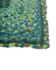 Braided Green Chindi Febric Dhurrie - 4