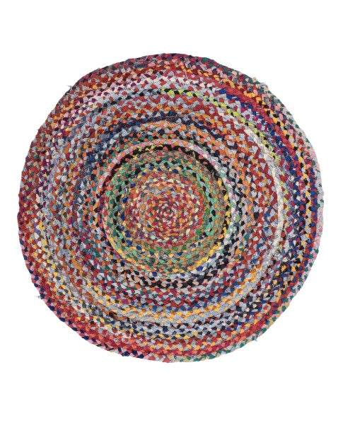 Textured Yellow Chindi Febric Dhurrie - 2