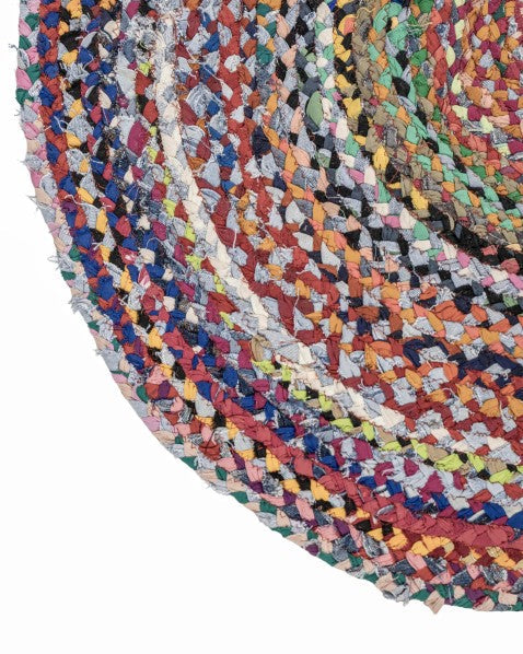 Textured Yellow Chindi Febric Dhurrie - 4