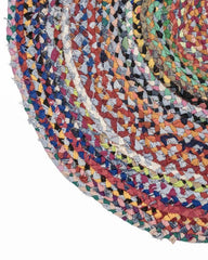 Textured Yellow Chindi Febric Dhurrie - 4