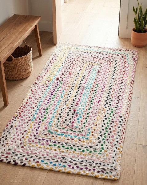 Braided White Chindi Febric Dhurrie - 1