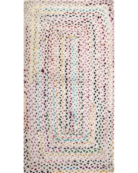 Braided White Chindi Febric Dhurrie - 2