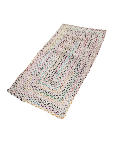 Braided White Chindi Febric Dhurrie - 3