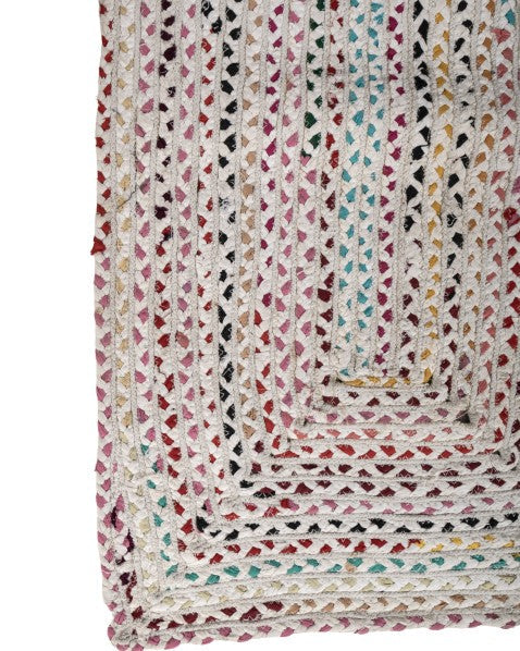 Braided White Chindi Febric Dhurrie - 4