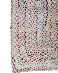 Braided White Chindi Febric Dhurrie - 4