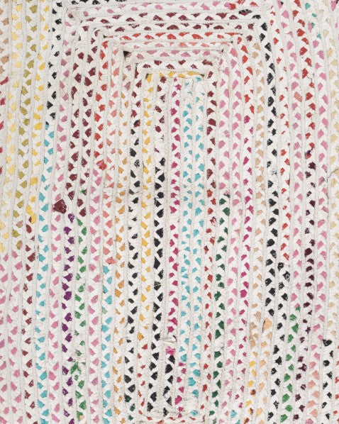 Braided White Chindi Febric Dhurrie - 6