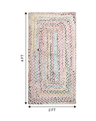 Braided White Chindi Febric Dhurrie - 7
