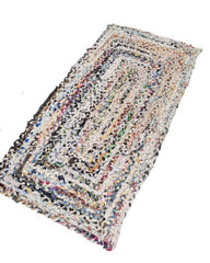 Braided White Chindi Febric Dhurrie - 3