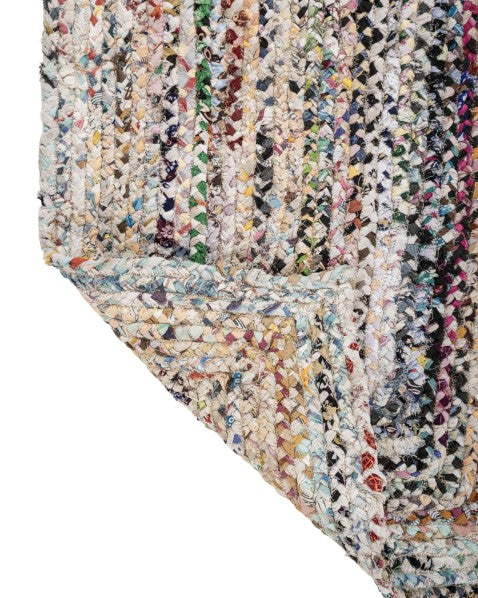 Braided White Chindi Febric Dhurrie - 5