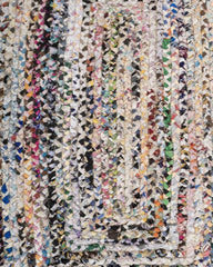 Braided White Chindi Febric Dhurrie - 6