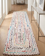 Braided White Chindi Febric Dhurrie - 1