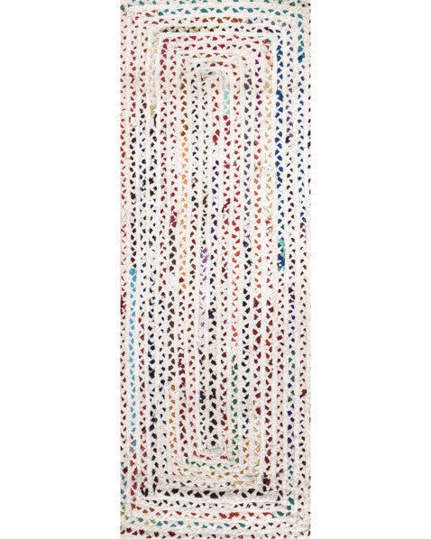 Braided White Chindi Febric Dhurrie - 2