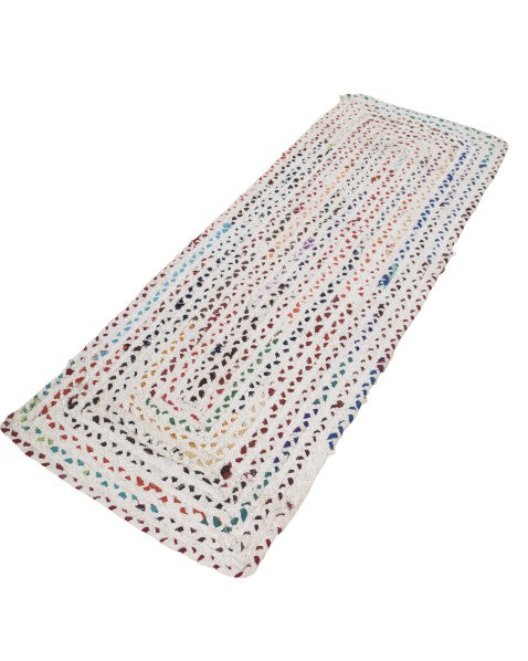 Braided White Chindi Febric Dhurrie - 3