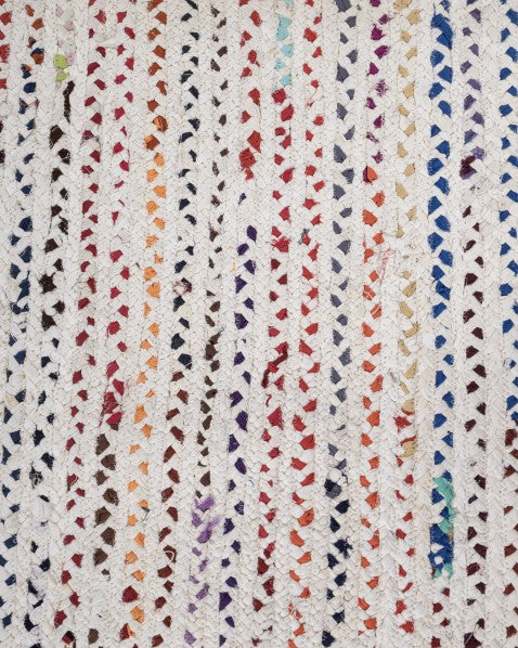 Braided White Chindi Febric Dhurrie - 6